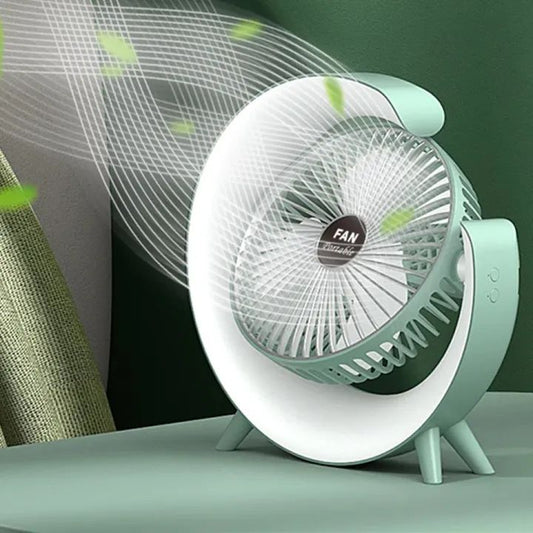 USB Charging Colorful Running Horse Lamp Standing Fan Portable Charging Small Fan Loop Silent Low Noise Atmosphere Light